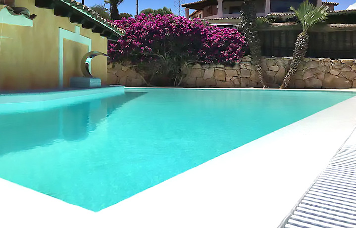 crystal clear water swimming pool of the villa